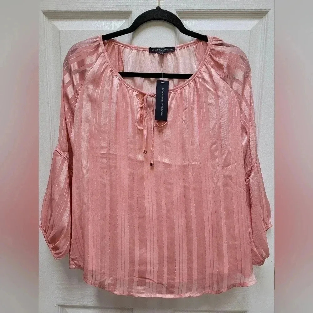 Adrienne Vittadini Women's Blouse w/Elastic Balloon Sleeves and 2nd Shirt Size L